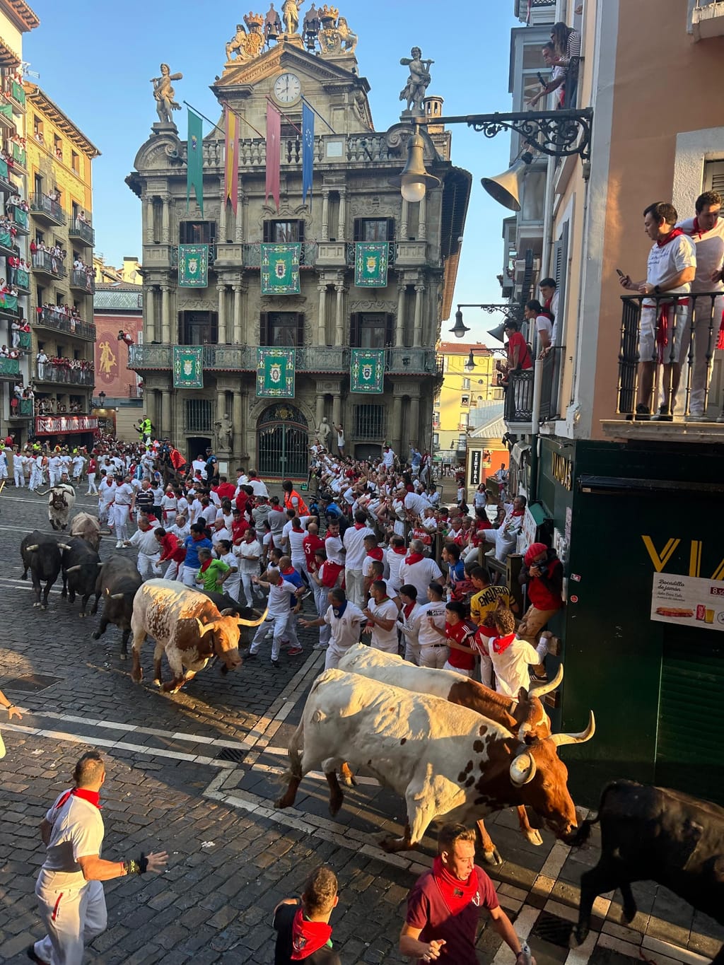 The bull run by the City Hall